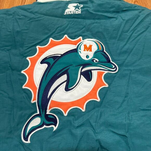 Vintage 90s Miami Dolphins Starter NFL Puffer Jacket w/ Removable Hood - Picture 3 of 7